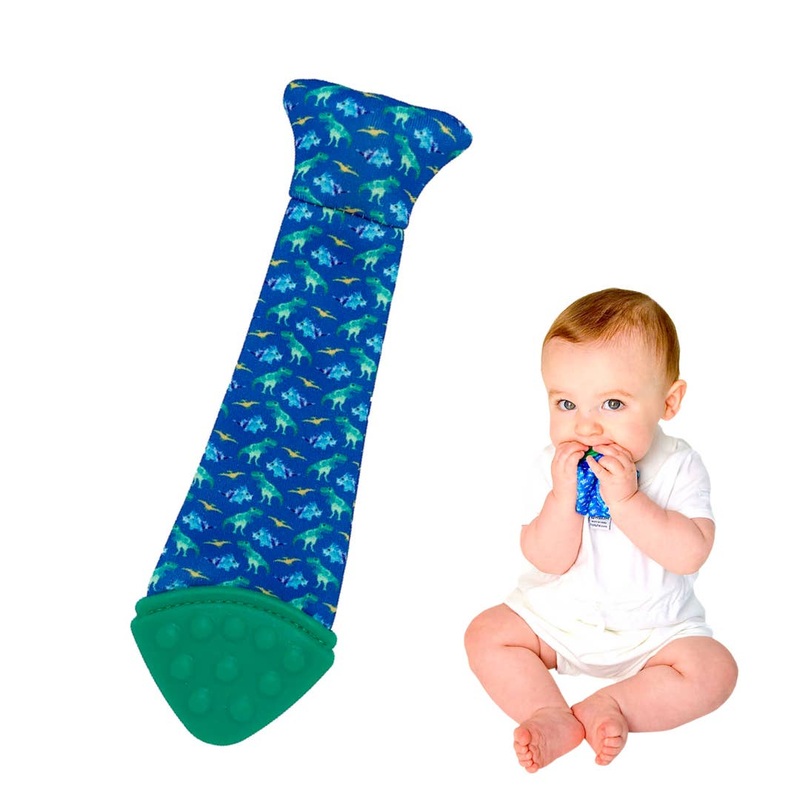 Tasty Tie Silicone Teether, Crinkle Toy & Baby Tie Dino