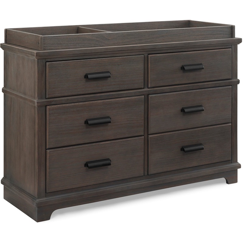 Delta Children Asher 6-Drawer Dresser with Changing Top Rustic Grey