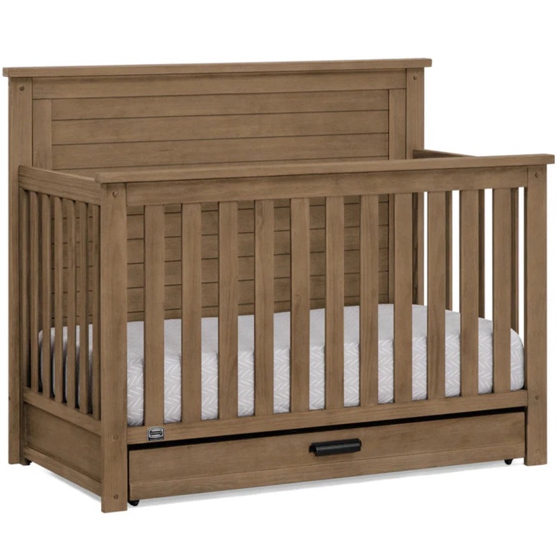 Delta Children Caden 6-in-1 Convertible Crib with Trundle Drawer Rustic Acorn