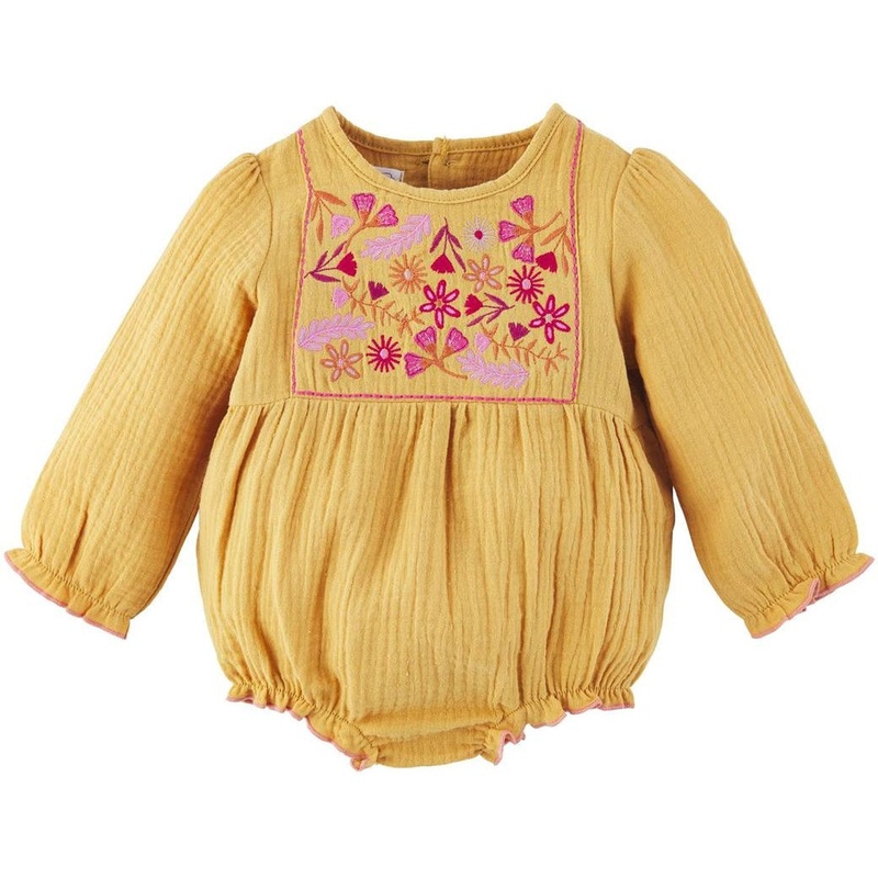 Mud Pie Embroidered Floral Bubble 3-6M