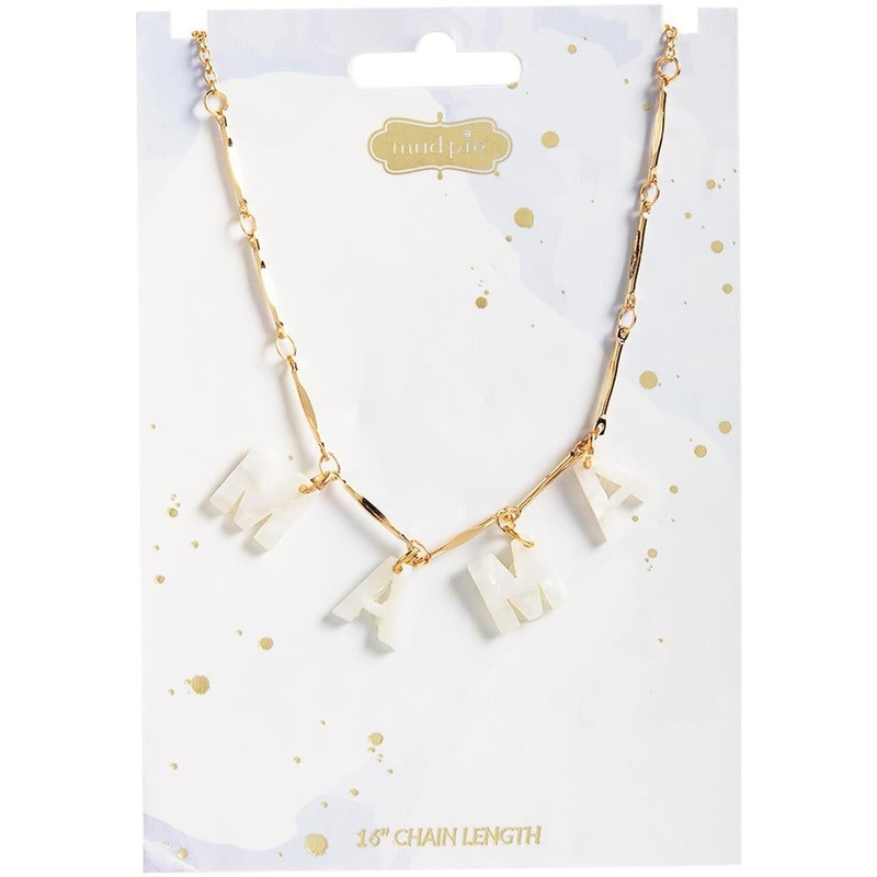 Mud Pie Mom Necklace Blue