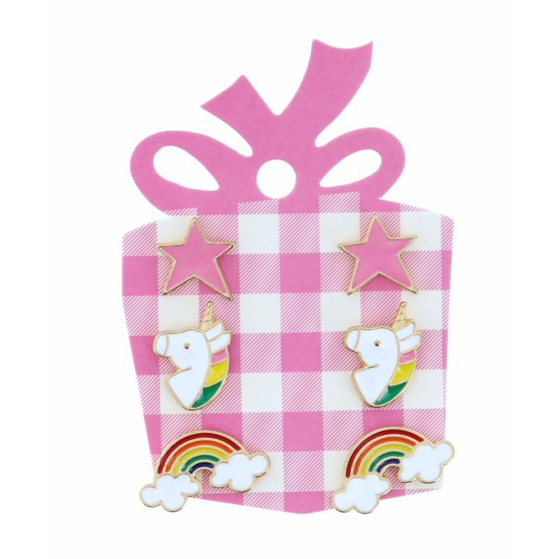 Pink Star, Unicorn, Rainbow Earring