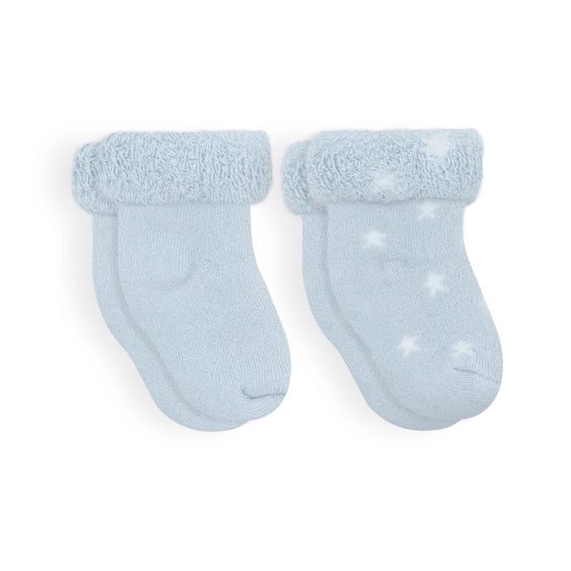 Solid/Stars Infant Socks – 2 Pack – Ice Blue 0-3M