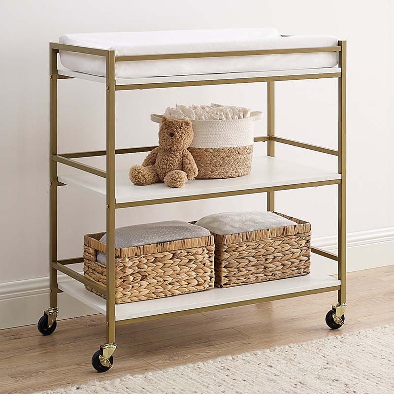Delta Children Jade Changing Table White Melamine with Melted Bronze (1503)
