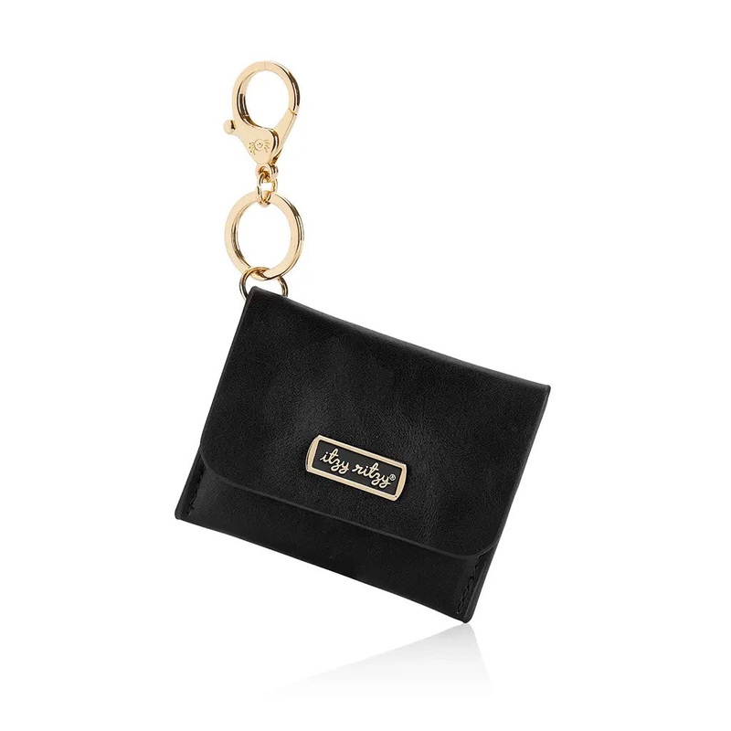 Itzy Ritzy Mini Wallet Card Holder and Key Chain Charm Black