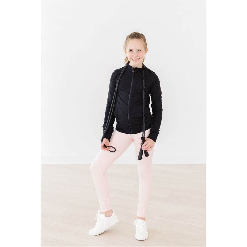 Mila & Rose Balanced Black Full-Zip Ruffle Active Jacket 2T