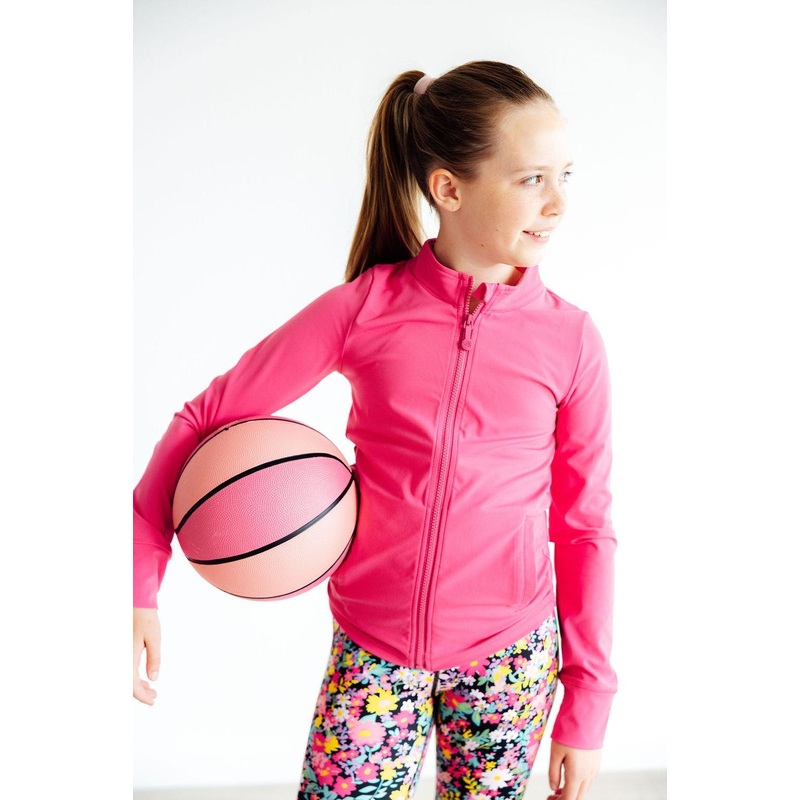 Mila & Rose Fuchsia Flash Full-Zip Ruffle Active Jacket 2T