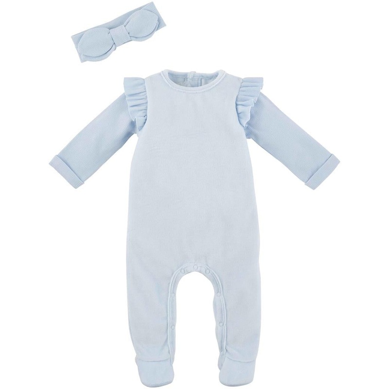 Mud Pie Blue Velour Sleeper & Headband Set 0-3M