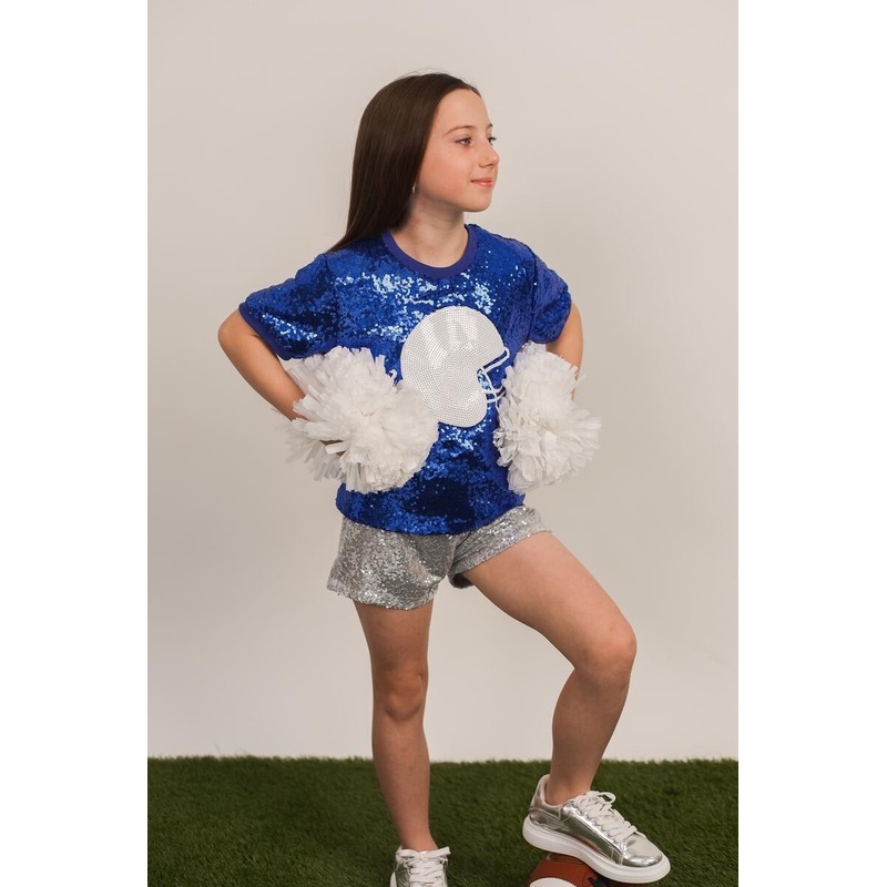 Sequin Helmet Crop Top | Royal with White 4T