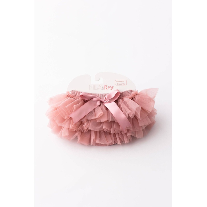 Vintage Pink Ruffle Tutu Bloomer: Newborn-6 Months