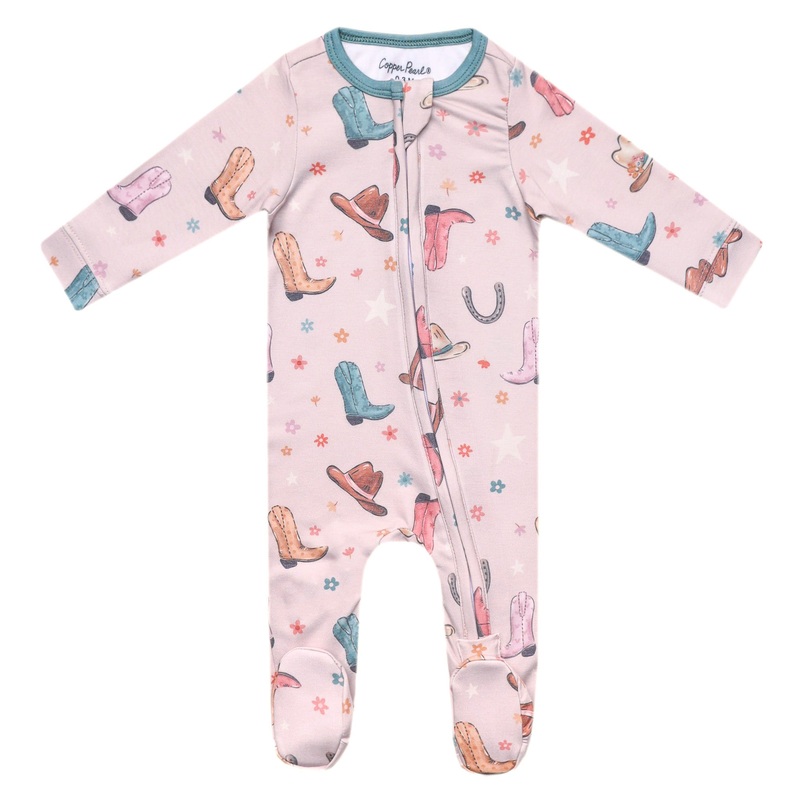 Copper Pearl Zip-Up Footie Pajama | Cheyenne Newborn