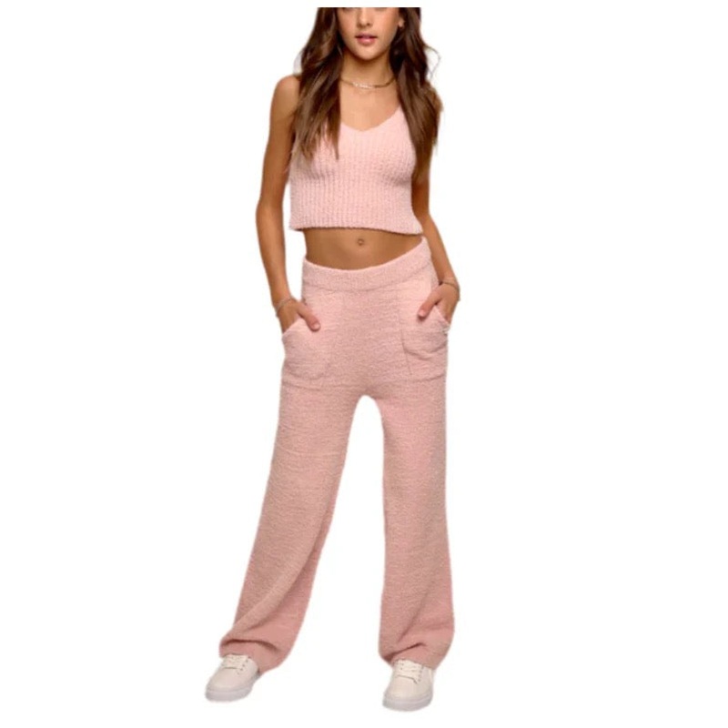Kaveah Sherpa Plush Wide Leg Pant | Petal Bloom S  (8-10)