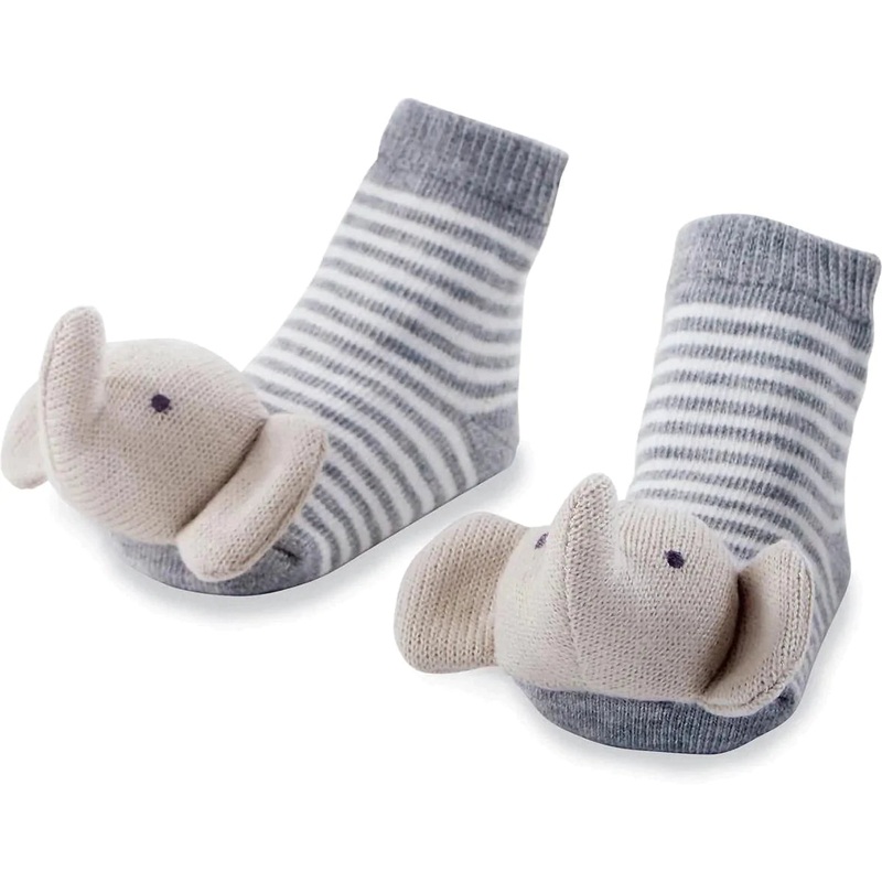 Mud Pie Elephant Rattle Toe Socks 0-12M