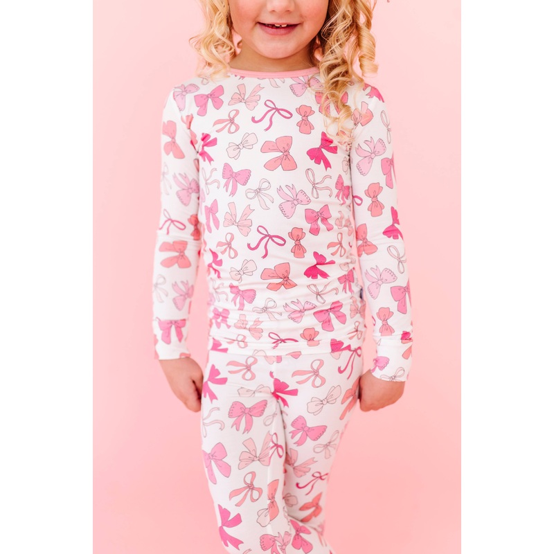 Pink Bows Long Sleeve Jammies Set 2T