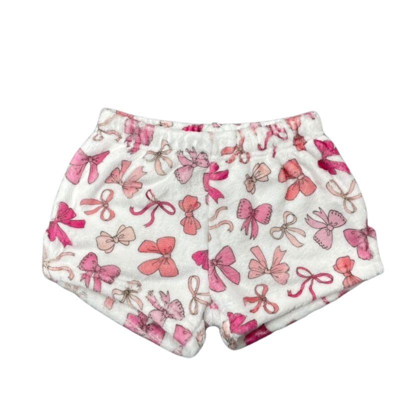 Plush Shorts-Pink Bows Youth XSmall