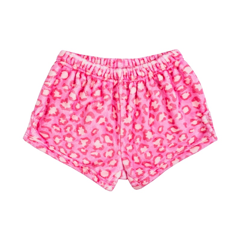 Plush Shorts-Pink Leopard Youth XSmall