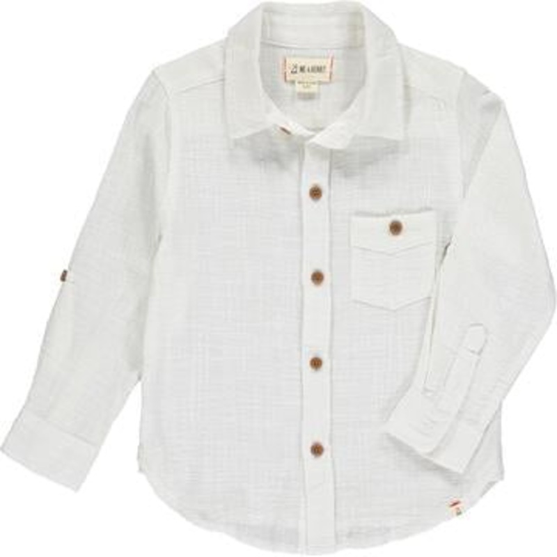 Me & Henry Merchant Long Sleeved Shirt | White Cotton 12-18M