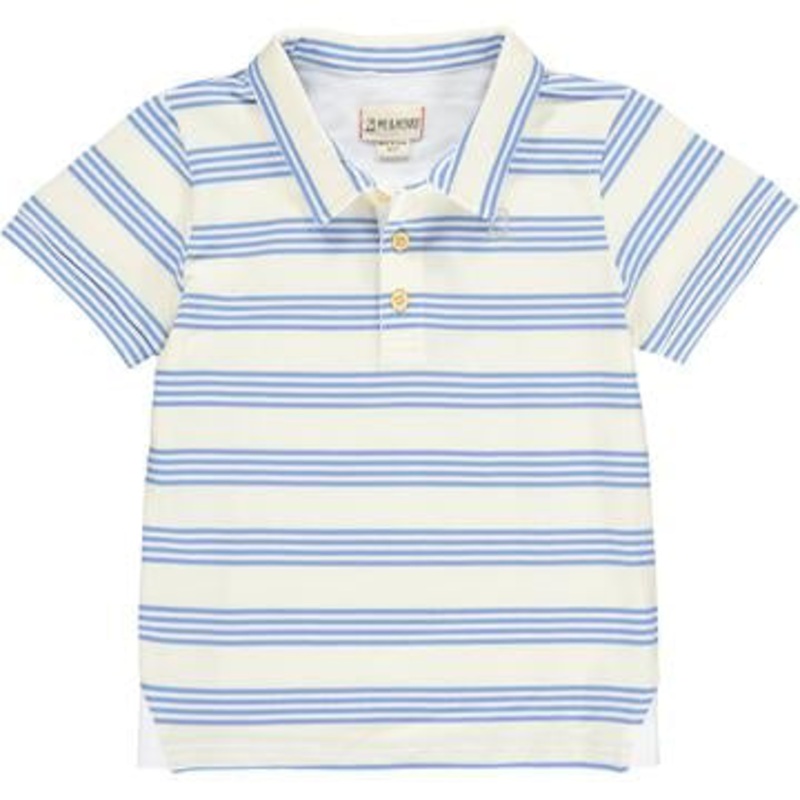 Me & Henry Starboard Polo | Blue/Cream Striped Pique 2-3T
