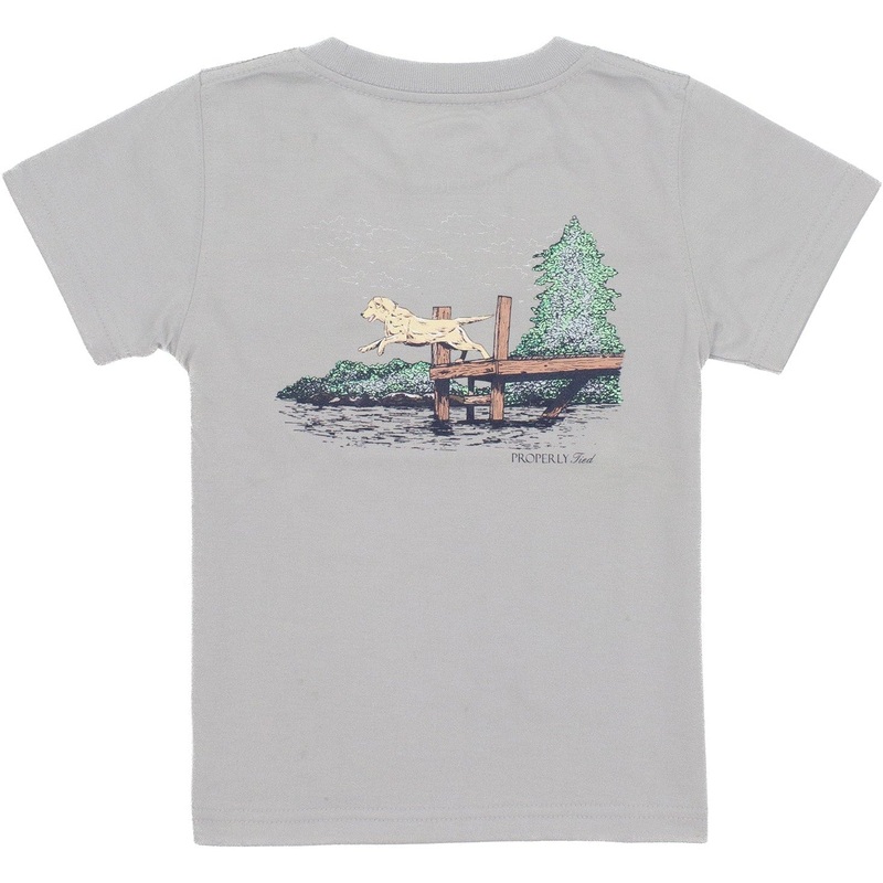 Properly Tied Lucky Duck Dock Diving Short Sleeve | Ice Grey 2T