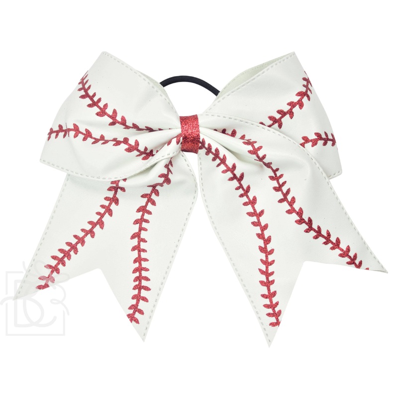 Baseball/Softball Pleather Bow w/ Knot & Tail on Pony O