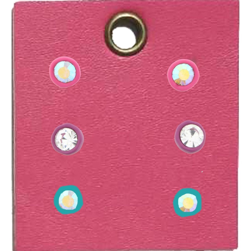 Kids Mystical Earrings Pink Purple Turquoise Wrapped Crystals