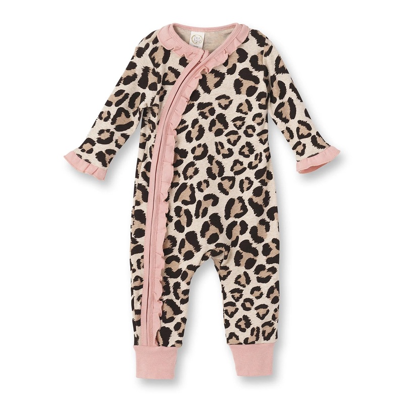 Leopard Kimono Romper w/zipper Newborn