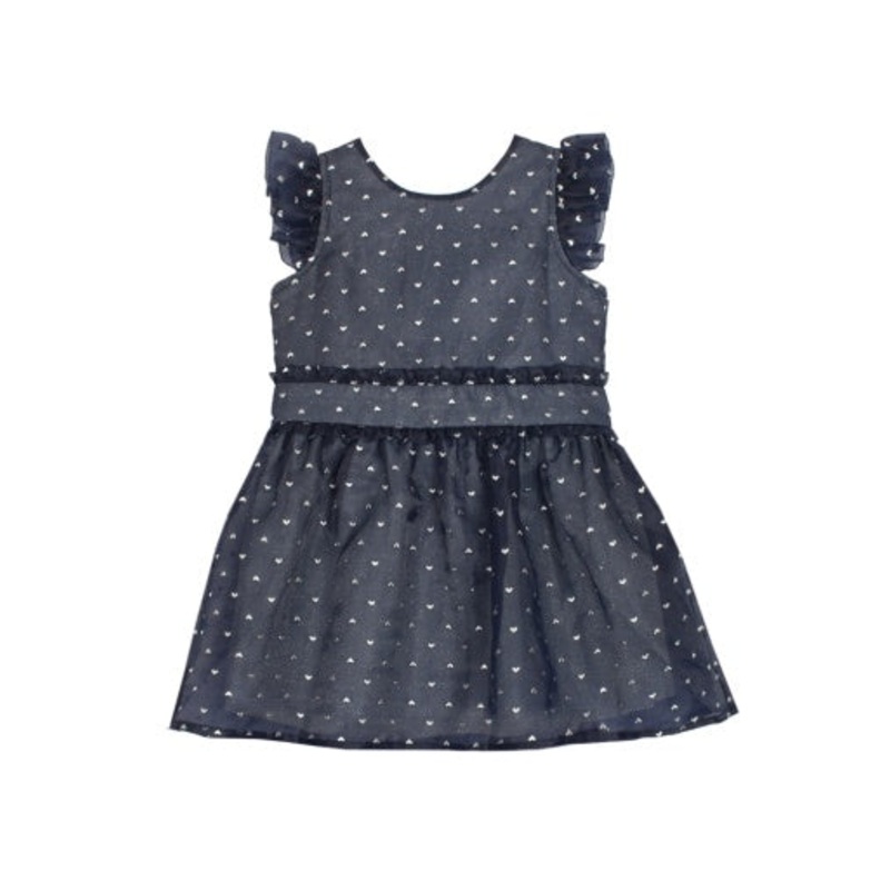 MAJESTY FLUTTER SLEEVE ORGANZA & SPARKLING KNIT DRESS 5Y