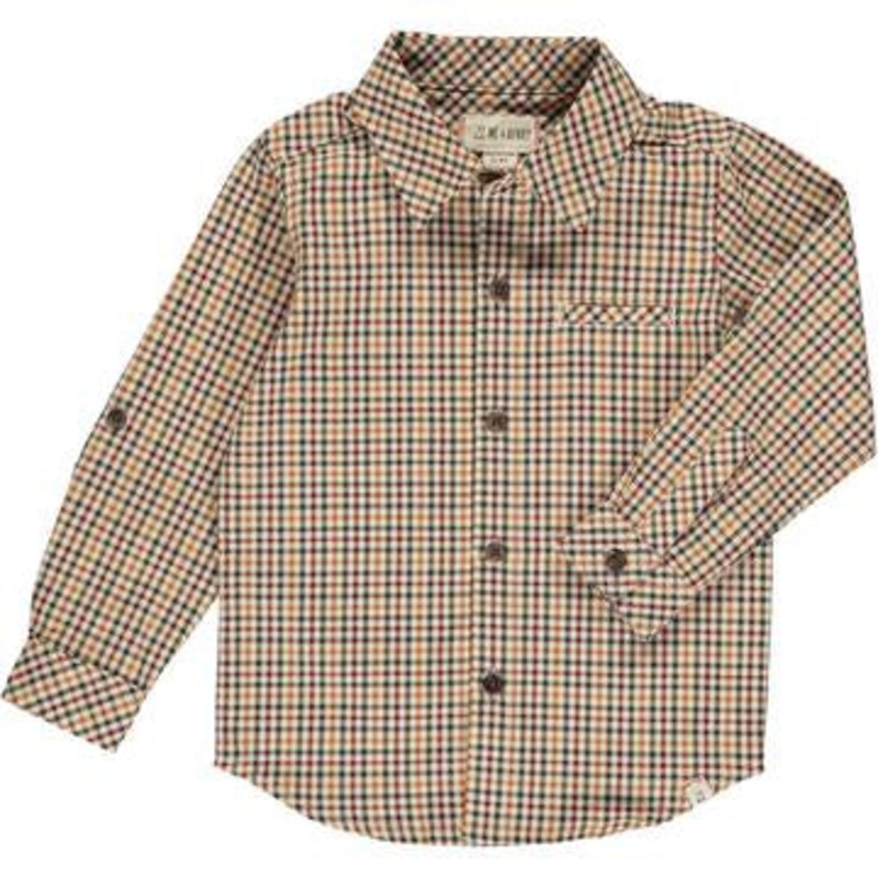 Me & Henry Atwood Woven Shirt | Navy/Gold Plaid 12-18M