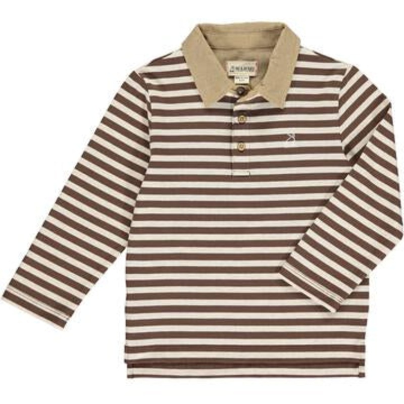 Me & Henry Waverly Polo | Tan/Beige Stripe 2-3T