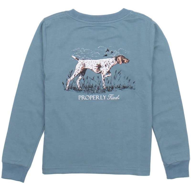 Properly Tied Boys Pointer Long Sleeve | Steel Blue 2T