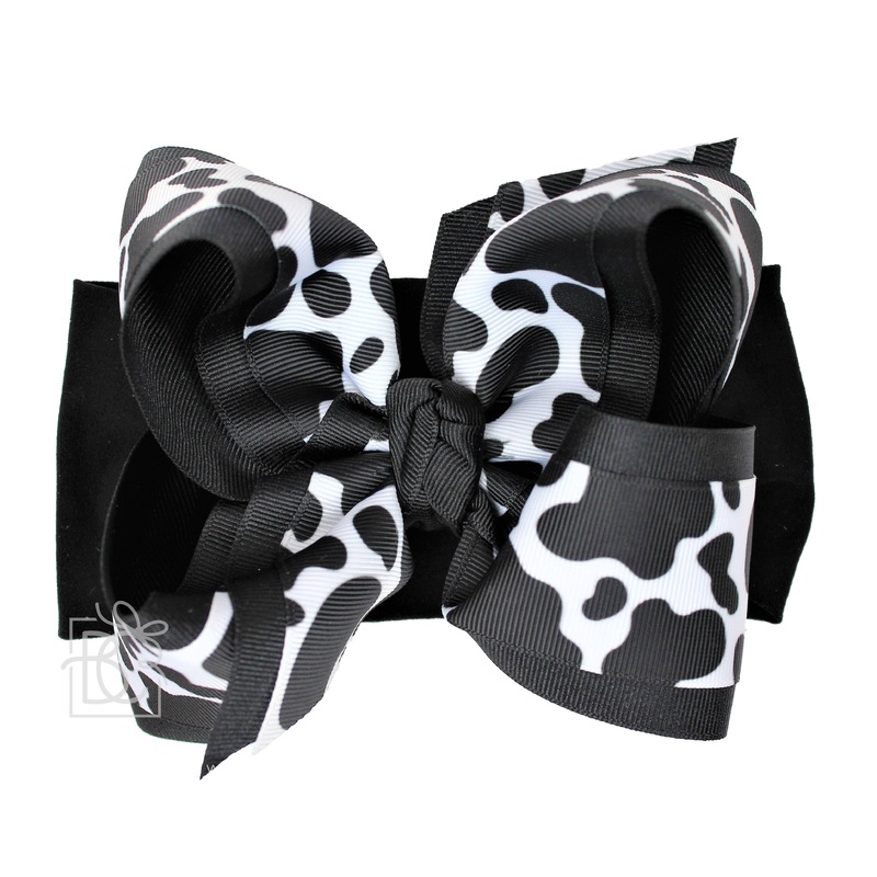 WIDE PANTYHOSE HEADBAND W/  LAYERED SPECIALTY COW BOW