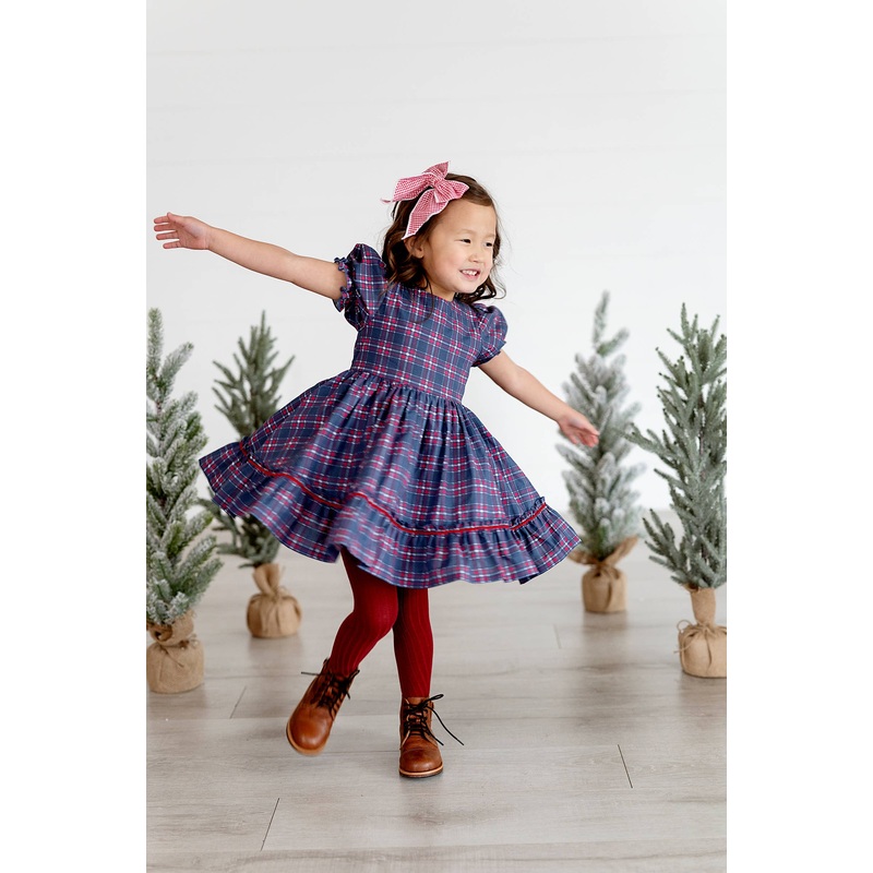Aura Dress in Holiday Plaid | Poplin Cotton Dress 18-24M
