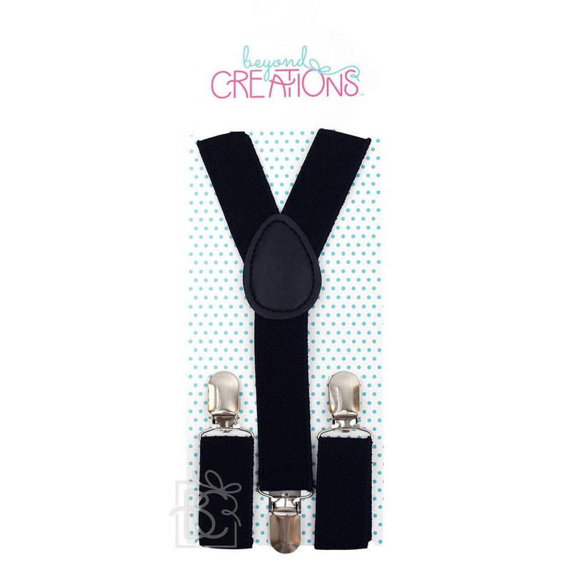 Black Adjustable Solid Color Suspenders Small