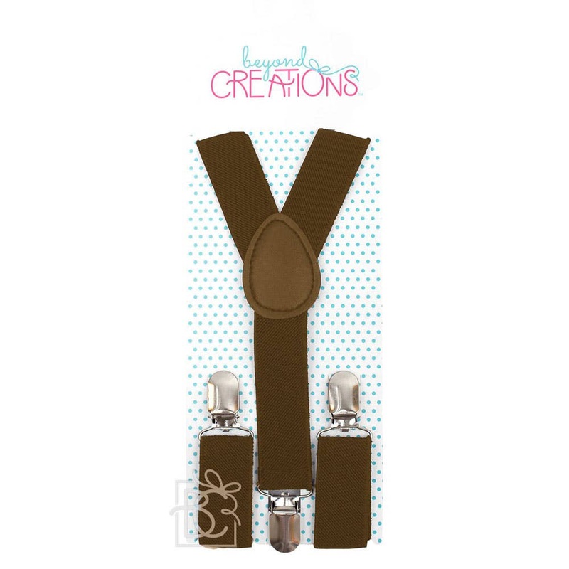 Brown Adjustable Solid Color Suspenders Small