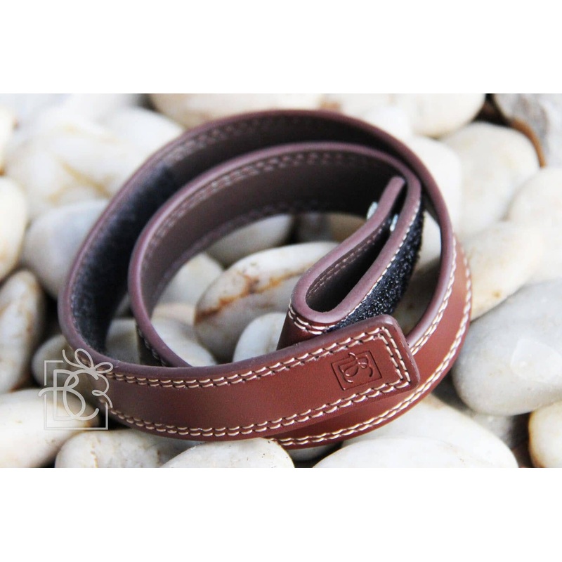 Brown Solid Leather Belt with Hook and Loop 20