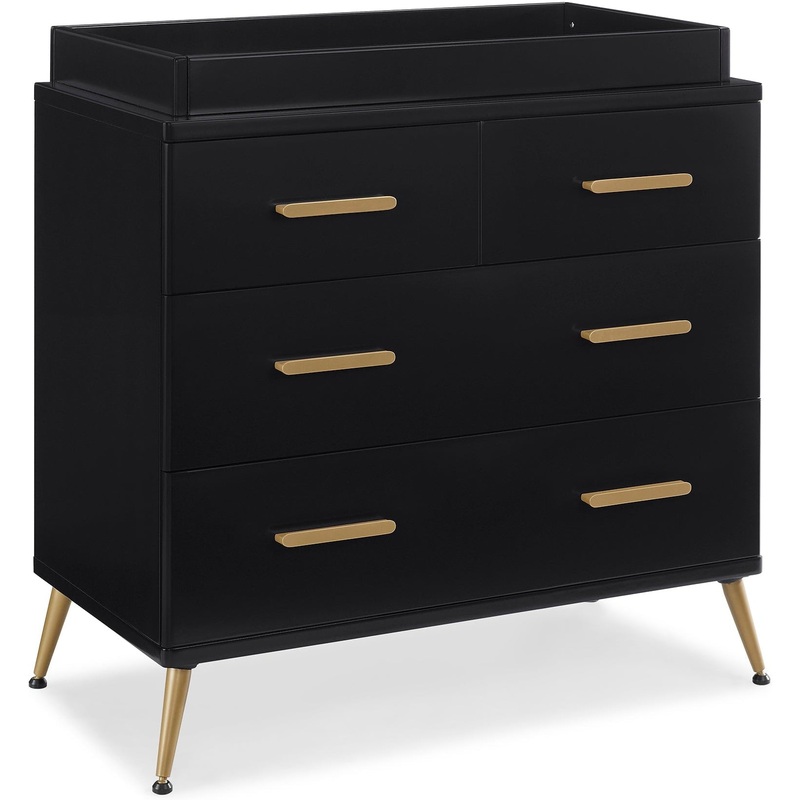 Delta Children Sloane 4-Drawer Dresser with Changing Top Black/Melted Bronze