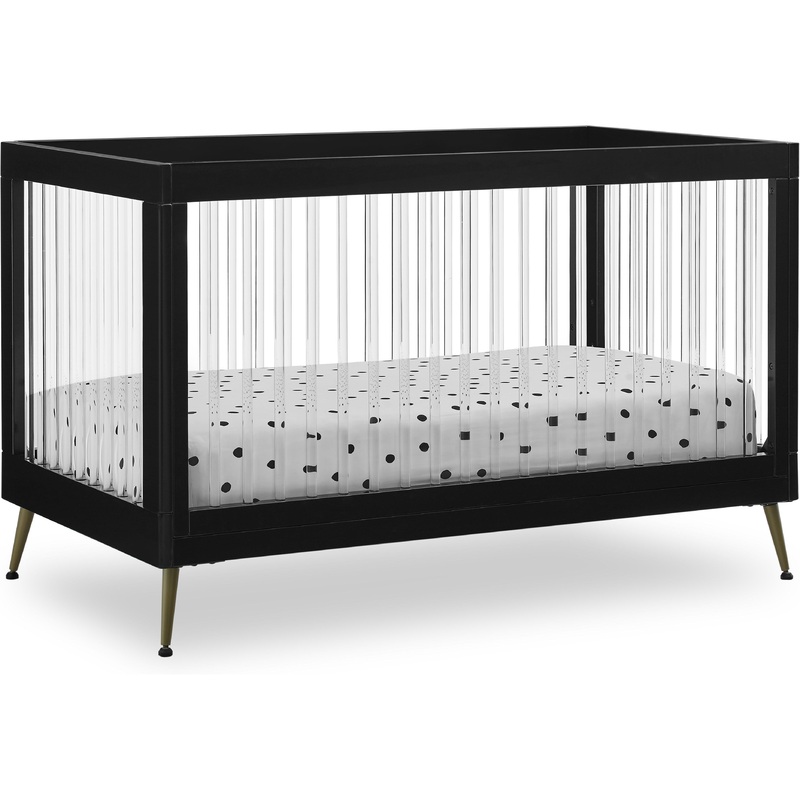 Delta Children Sloane 4-in-1 Acrylic Convertible Crib + Conversion Rails Black/Melted Bronze