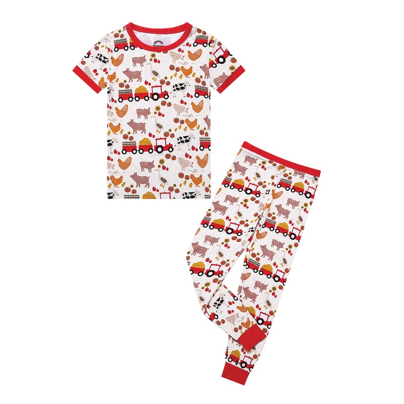 Farm Friends Short Sleeve Bamboo Toddler Kids Pajama Set 2-3T