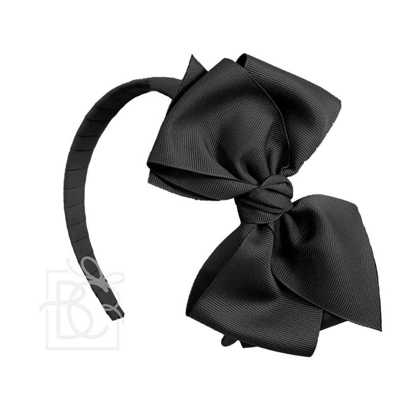 Headband with 6″ Grosgrain Euro Knot Bow Black