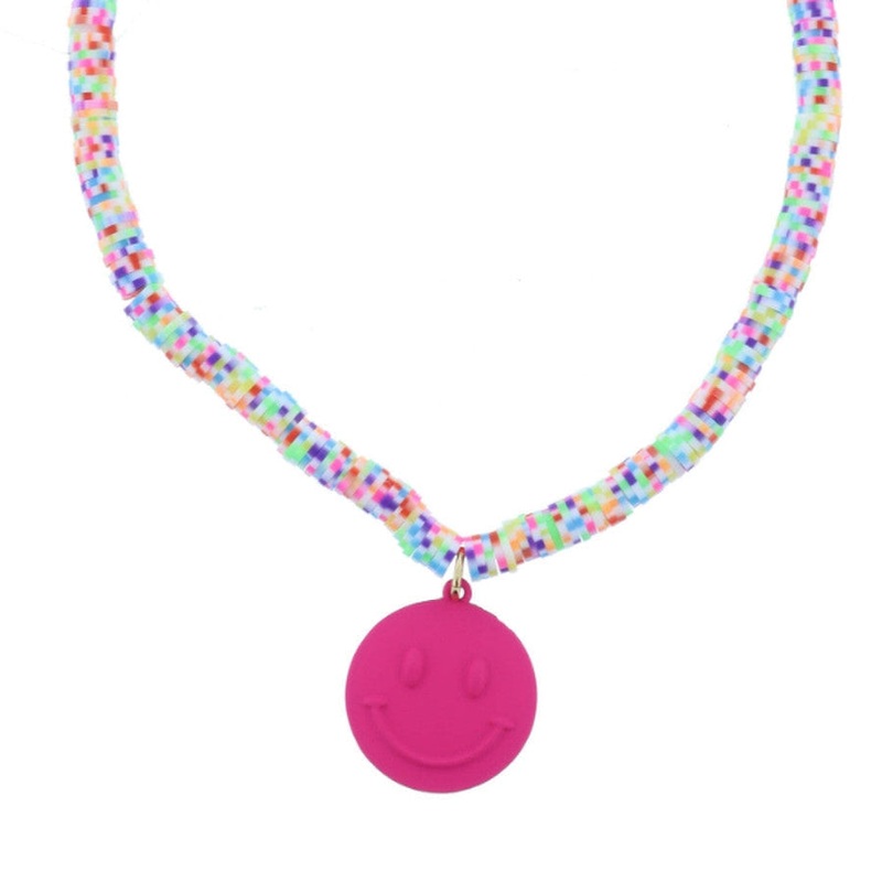 Jane Marie Kids Color Splash! Stretchy Necklace Multi Mint and Lavender Rubber Sequin Beaded with Purple Star