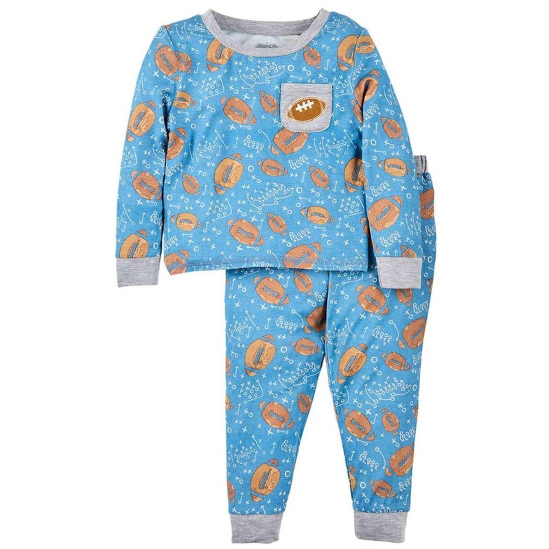 Mud Pie Blue Football Pajama Set 6-12M