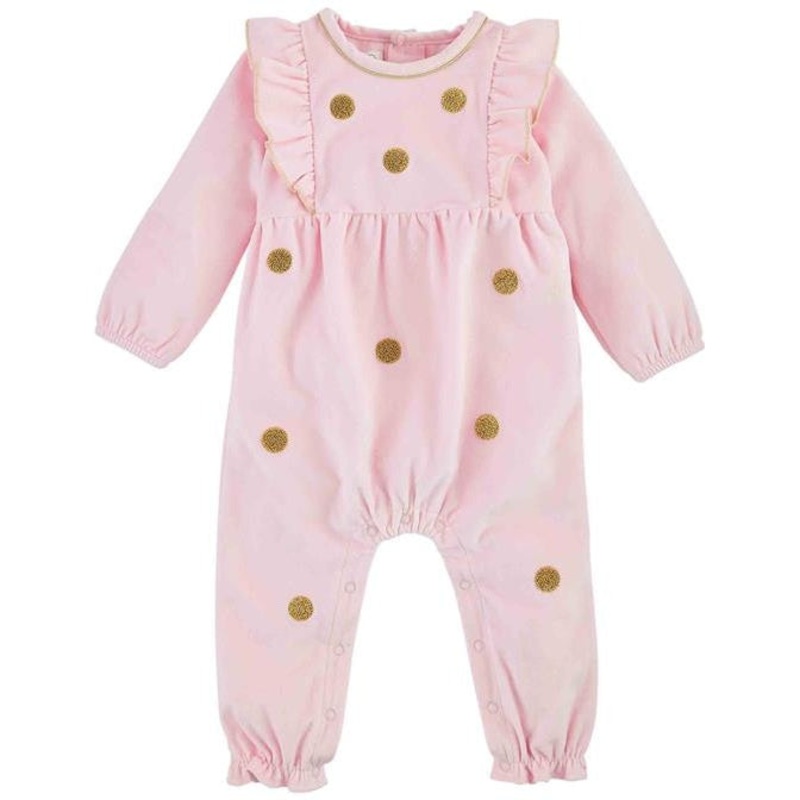 Mud Pie Gold Dot Pink One-Piece 3-6M