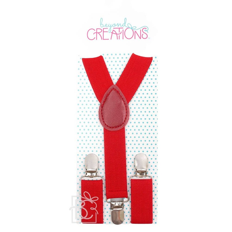 Red Adjustable Solid Color Suspenders Small