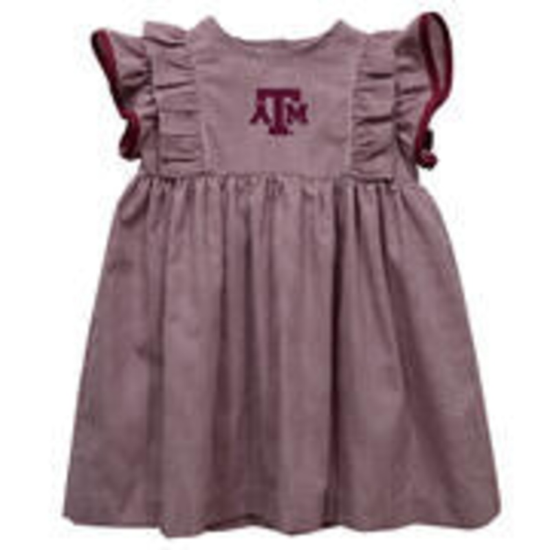 Texas A&M Aggies Embroidered Maroon Gingham Girls Ruffle Dress 2T