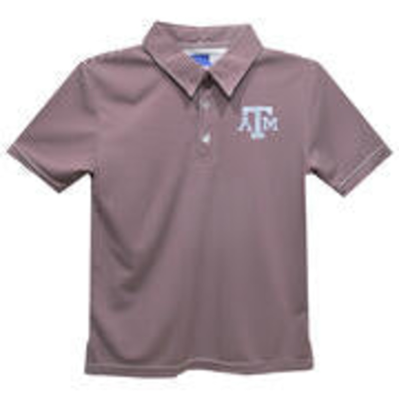 Texas AM Aggies Embroidered Maroon Stripes Short Sleeve Polo Box Shirt 2T
