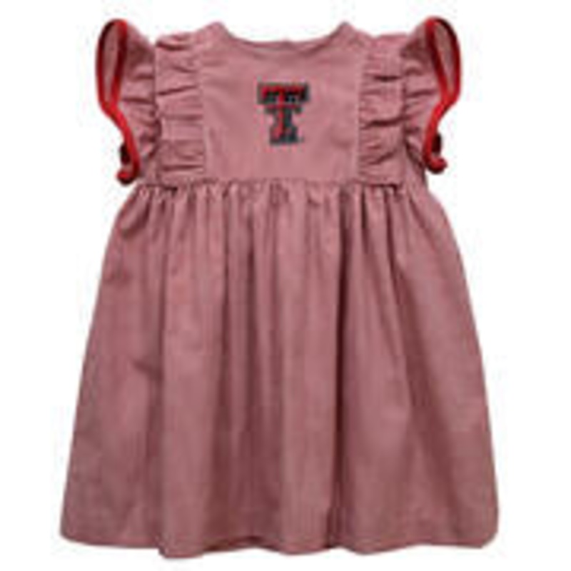 Texas Tech Red Raiders Embroidered Red Gingham Girl’s Ruffle Dress 2T