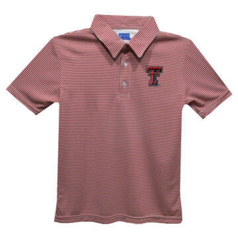 Texas Tech Red Raiders Embroidered Red Stripes Short Sleeve Polo Box Shirt 2T