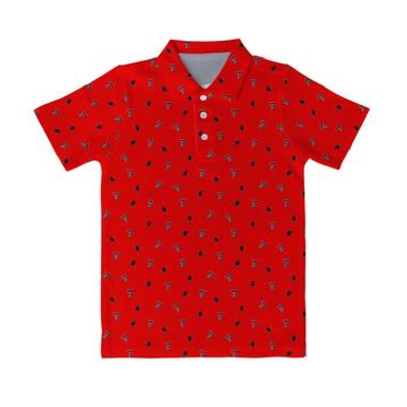 Texas Tech Red Raiders Vive La Fete Repeat Logo Red Short Sleeve Polo Shirt 2T