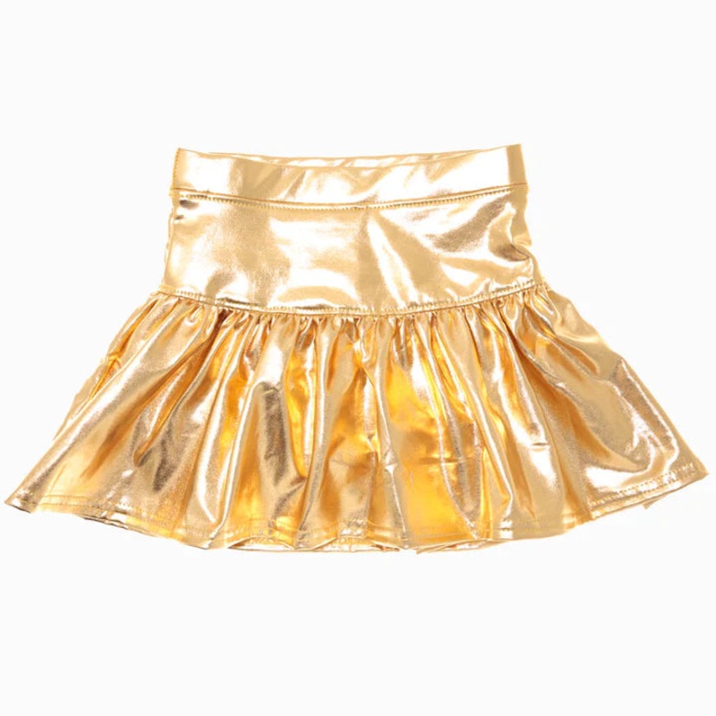 Metallic Gathered Skort Gold 2T