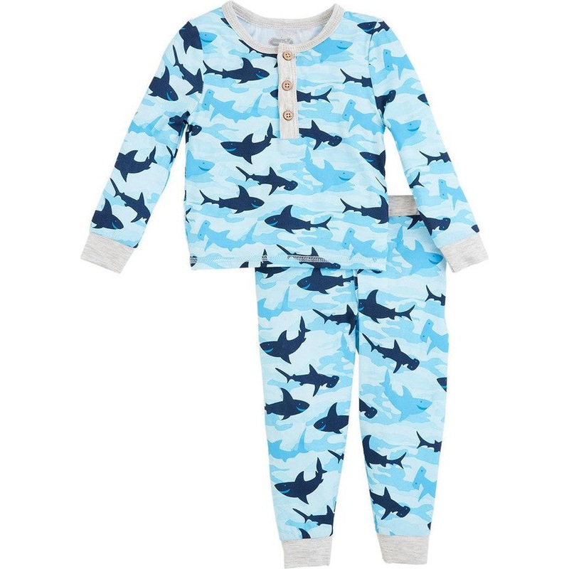 Mud Pie Camo Shark Glow Pj Set 9-12M
